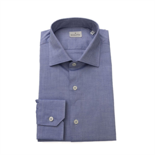 Bagutta blue cotton mens shirt