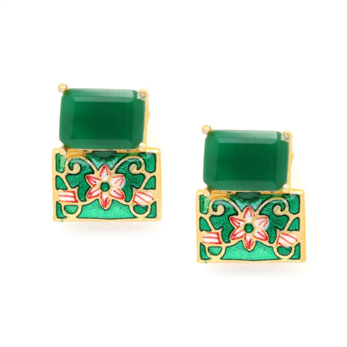 SOHI green contemporary studs earrings