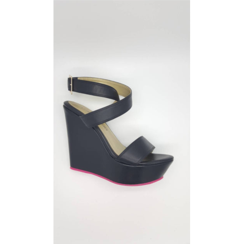 Claire Flowers shiela wedge in black