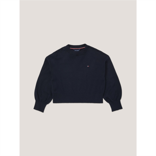 TOMMY HILFIGER Kids Balloon Sleeve Cropped Sweater