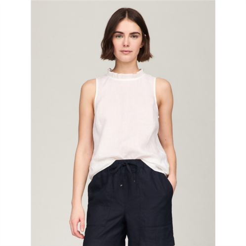 TOMMY HILFIGER Relaxed Fit Sleeveless Ruffle Linen Top