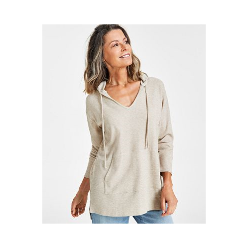 Style & Co Womens Waffle-Knit Hoodie Tunic