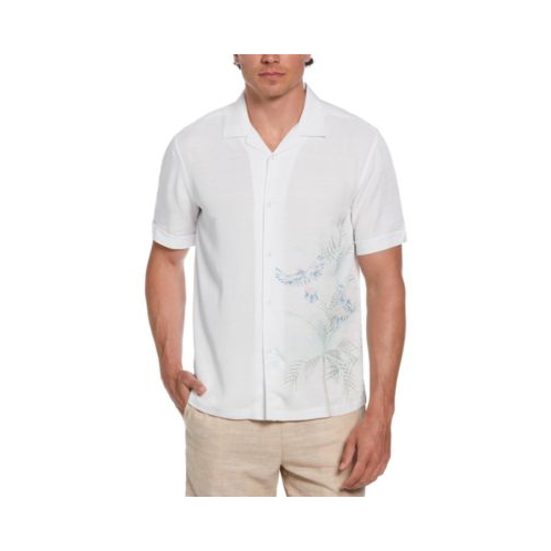 Cubavera Mens Textured Short Sleeve Button-Front Parrot Print Camp Shirt