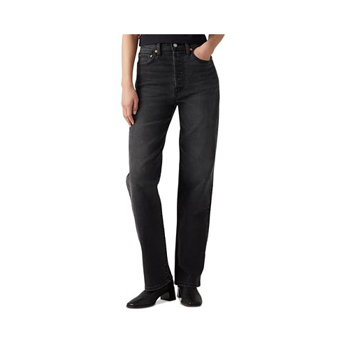 Levis Womens Ribcage High-Rise Straight-Leg Jeans