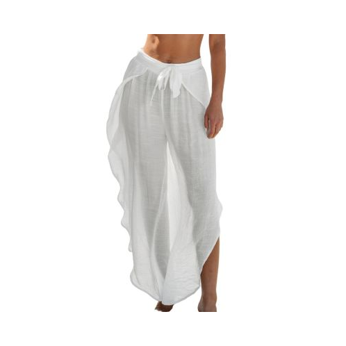 CUPSHE Womens White Tie Waist Tulip Hem Cover-Up Pants