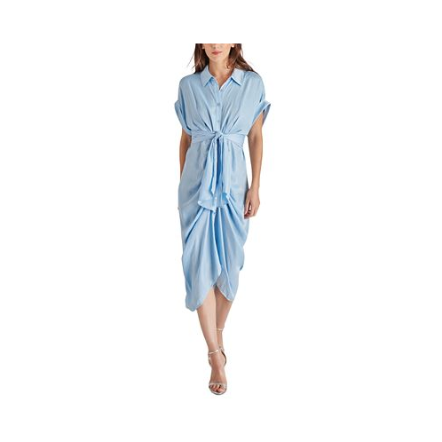 Steve Madden Womens Tori Tie-Front Midi Shirtdress