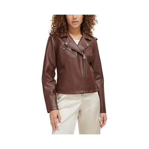 Levis Womens Classic Faux Leather Asymmetrical Moto Jacket