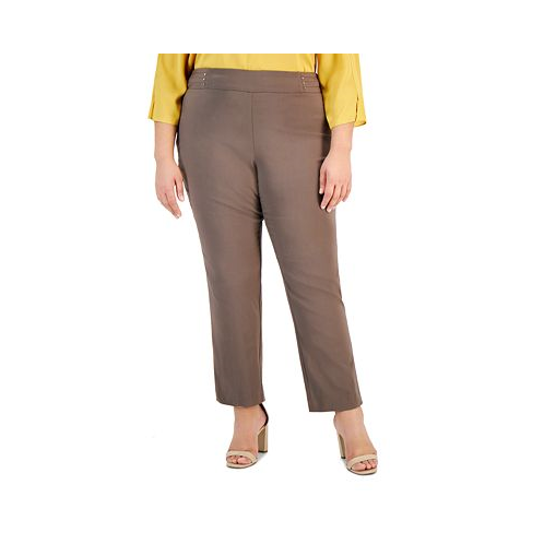 JM Collection Plus & Petite Plus Size Tummy Control Pull-On Slim-Leg Pants