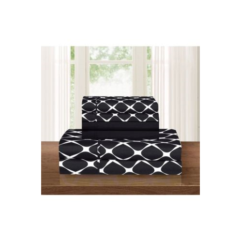 Elegant Comfort Geometric Printed Microfiber 6-Pc. Sheet Set Full