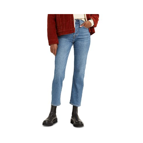 Levis Womens Wedgie Straight-Leg High Rise Cropped Jeans