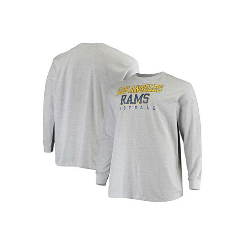 Fanatics Mens Big and Tall Heathered Gray Los Angeles Rams Practice Long Sleeve T-shirt