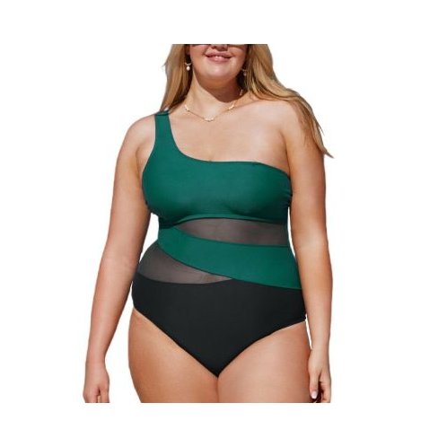 CUPSHE Plus Size Colorblock Multi-Way Tummy Control One-Piece