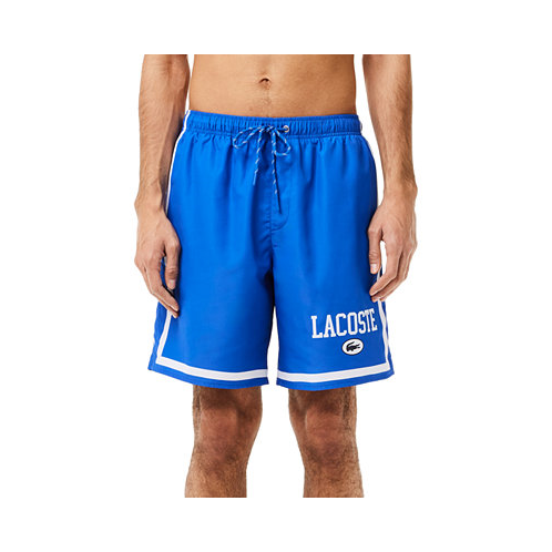 Lacoste Mens Quick-Dry Logo-Print Swim Trunks