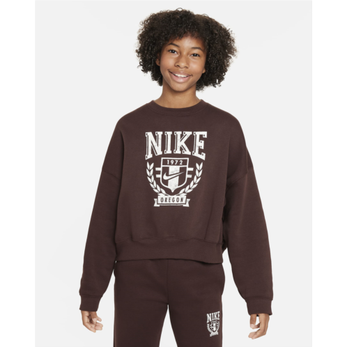 Nike Sportswear Big Kids (Girls) Oversized Fleece Crew-Neck Sweatshirt