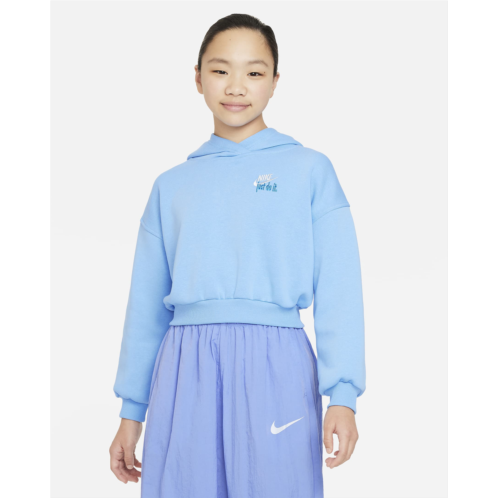 Nike Sportswear Club Fleece Big Kids (Girls) Oversized Cropped Hoodie