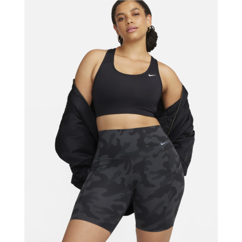Nike Universa Womens Medium-Support High-Waisted 8 Camo Biker Shorts with Pockets