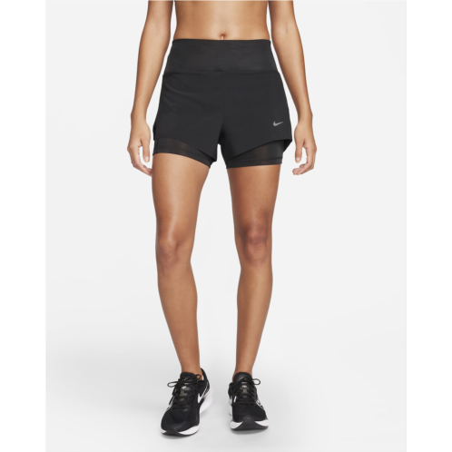 Nike Dri-FIT Swift Womens Mid-Rise 3 2-in-1 Running Shorts with Pockets