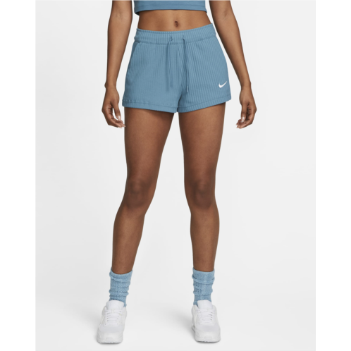 Nike Sportswear Womens High-Waisted Ribbed Jersey Shorts
