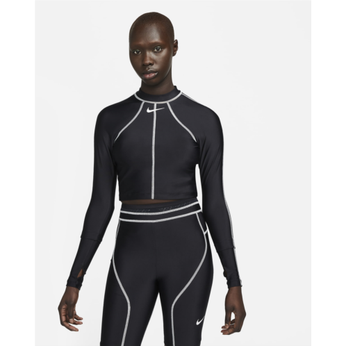 Nike Fusion Womens Long-Sleeve Hydroguard Crop Swim Top