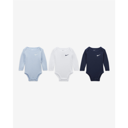 Nike Essentials Baby (0-9M) 3-Pack Long Sleeve Bodysuits