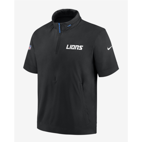 Detroit Lions Sideline Coach Mens Nike NFL 1/2-Zip Short-Sleeve Hooded Jacket