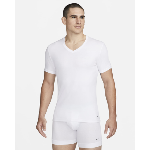 Nike Dri-FIT Essential Cotton Stretch Slim Fit V-Neck Undershirt (2-Pack)