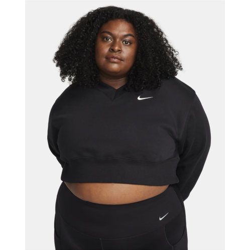 Nike Sportswear Phoenix Fleece Womens Oversized Cropped V-Neck Top (Plus Size)