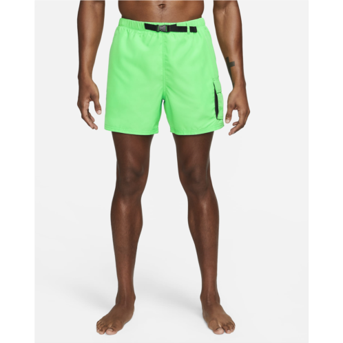 Nike Mens 5 Belted Packable Swim Trunks