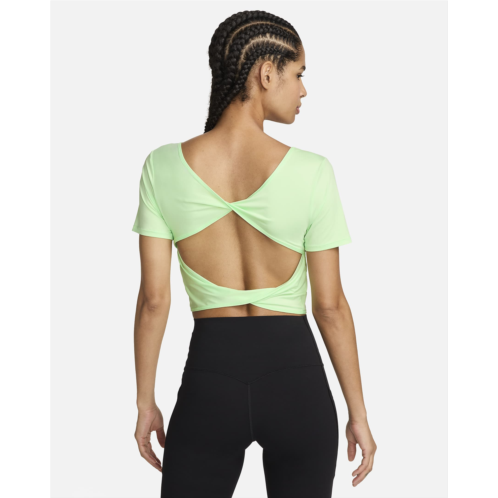 Nike One Classic Womens Dri-FIT Short-Sleeve Cropped Twist Top