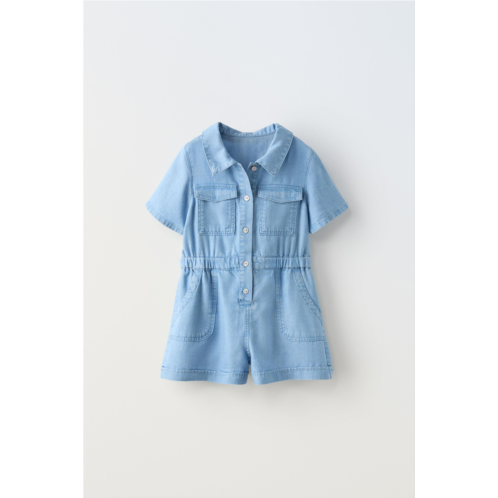 Zara SHORT DENIM JUMPSUIT