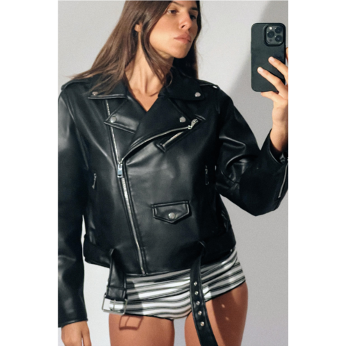 Zara FAUX LEATHER BIKER JACKET