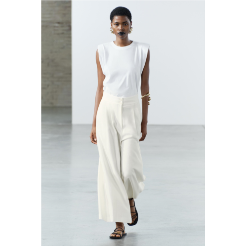 Zara LINEN BLEND PLEATED PANTS ZW COLLECTION