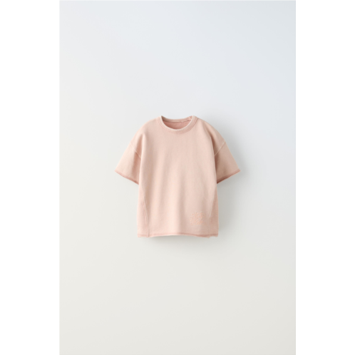 Zara WASHED EFFECT EMBROIDERED T-SHIRT