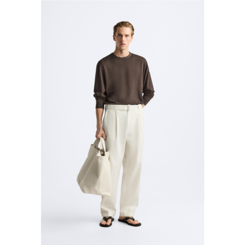 Zara BELTED COTTON - LINEN PANTS