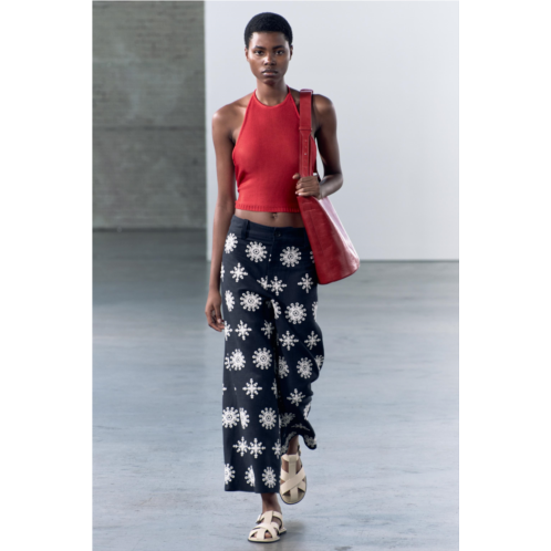 Zara CONTRAST EMBROIDERED CULOTTES ZW COLLECTION