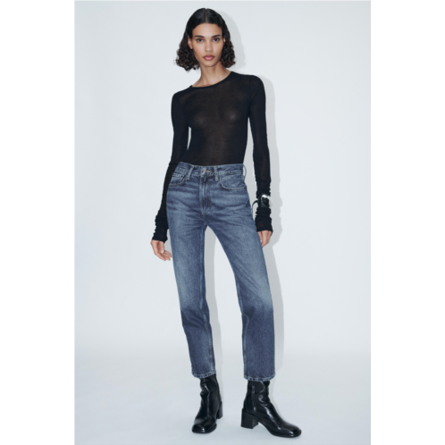 Zara STRAIGHT CROPPED MID WAIST JEANS ZW COLLECTION