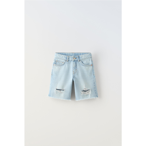 Zara RIPPED DENIM SHORTS