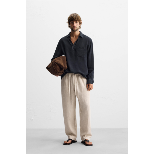 Zara 100% LINEN JOGGER WAIST PANTS