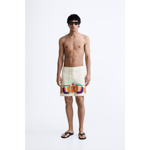 Zara FLORAL PRINT SWIMMING TRUNKS LIMITED EDITION
