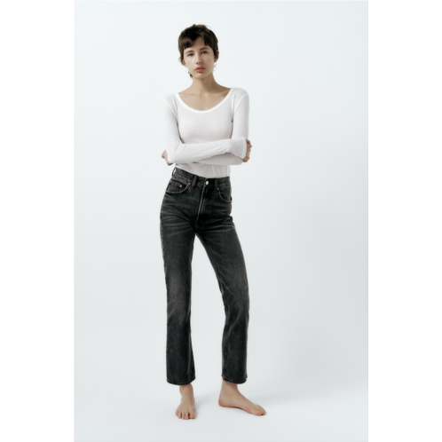 Zara TRF STRAIGHT LEG JEANS WITH A HIGH WAIST
