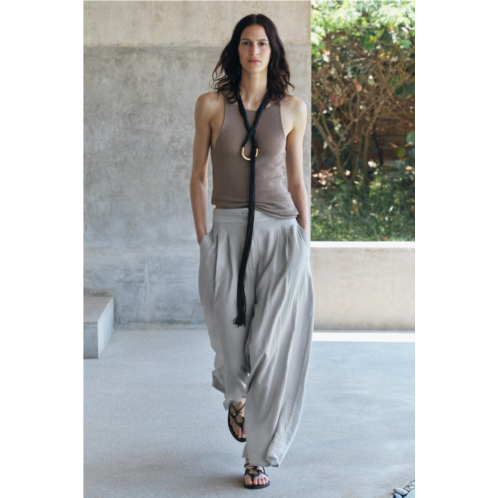 Zara PLEATED LINEN BLEND PANTS ZW COLLECTION