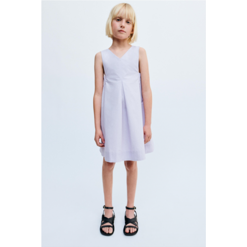 Zara PLEATED POPLIN DRESS TRUE NEUTRALS