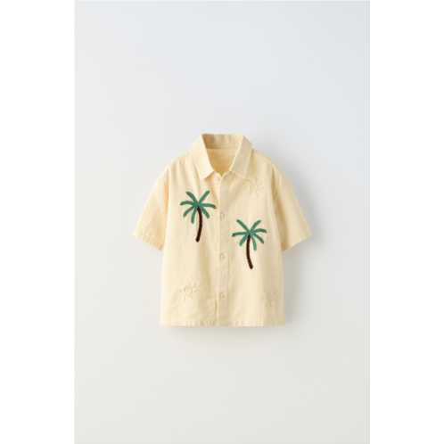 Zara SUN AND PALM TREE EMBROIDERY SHIRT