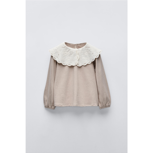 Zara EMBROIDERED COLLAR T-SHIRT