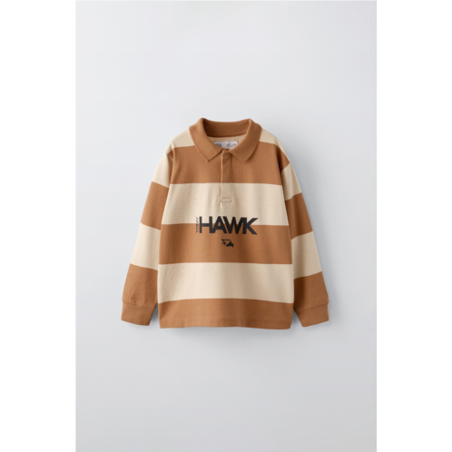 Zara HEAVY JERSEY TONY HAWK  STRIPED POLO SHIRT