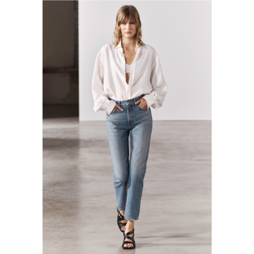 Zara STRAIGHT CROPPED MID WAIST JEANS ZW COLLECTION