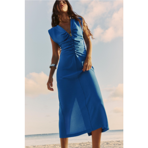 Zara CREPE DRESS WITH NECKLINE APPLIQUEE