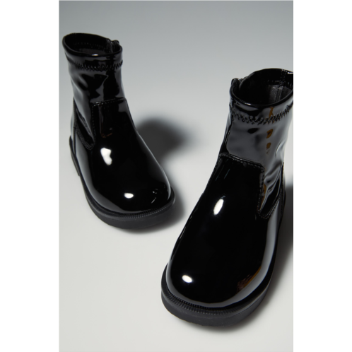 Zara FAUX PATENT LEATHER STRETCH BOOTS