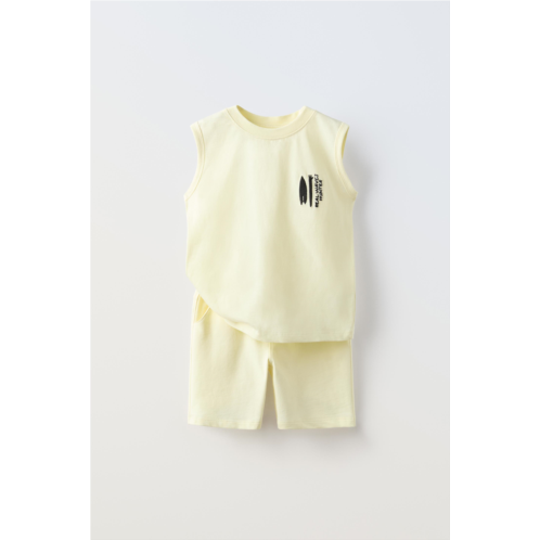 Zara PLUSH EMBROIDERED TANK TOP AND SHORTS MATCHING SET