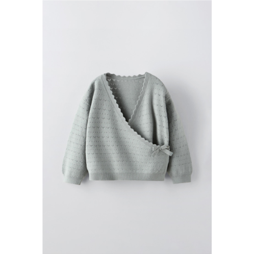 Zara POINTELLE KNIT CARDIGAN